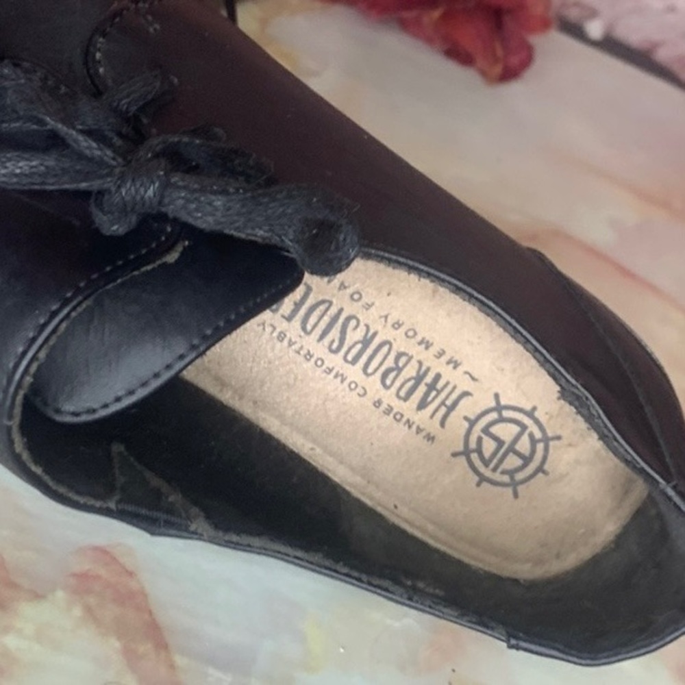 Harborsides Black Memory Foam Round Toe Side Lace Up Loafers - Picture 9 of 10